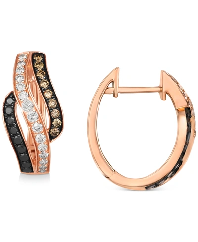 Le Vian Multicolor Diamond Swirl Hoop Earrings (3/4 Ct. T.w.) In 14k Rose Gold