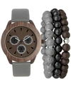 INC INTERNATIONAL CONCEPTS GRAY FAUX-LEATHER STRAP WATCH 48MM & 3-PC. BRACELET SET, CREATED FOR MACY'S
