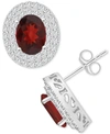 Macy's Rhodolite Garnet (3 Ct. T.w.) & White Topaz (7/8 Ct. T.w.) Oval Stud Earrings In Sterling Silver (al In Garnet