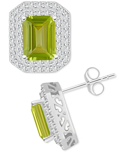Macy's Rhodolite Garnet (3-7/8 Ct. T.w.) & White Topaz (7/8 Ct. T.w.) Stud Earrings In Sterling Silver (als In Peridot