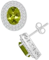 Macy's Rhodolite Garnet (3 Ct. T.w.) & White Topaz (7/8 Ct. T.w.) Oval Stud Earrings In Sterling Silver (al In Peridot