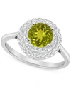 Macy's Rhodolite Garnet (1-5/8 Ct. T.w.) & White Topaz (3/8 Ct. T.w.) Double Halo Ring In Sterling Silver ( In Peridot
