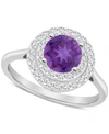 Macy's Rhodolite Garnet (1-5/8 Ct. T.w.) & White Topaz (3/8 Ct. T.w.) Double Halo Ring In Sterling Silver ( In Amethyst