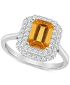 Macy's Rhodolite Garnet (2 Ct. T.w.) & White Topaz (1/2 Ct. T.w.) Rectangle Halo Ring In Sterling Silver (a In Citrine