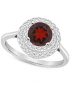 Macy's Rhodolite Garnet (1-5/8 Ct. T.w.) & White Topaz (3/8 Ct. T.w.) Double Halo Ring In Sterling Silver ( In Garnet