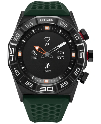 Citizen Men's Cz Smart Hybrid Hr Black Strap Smart Watch 44mm In Green