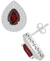 Macy's Rhodolite Garnet (2-1/5 Ct. T.w.) & White Topaz (7/8 Ct. T.w.) Pear Stud Earrings In Sterling Silver In Garnet