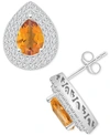Macy's Rhodolite Garnet (2-1/5 Ct. T.w.) & White Topaz (7/8 Ct. T.w.) Pear Stud Earrings In Sterling Silver In Citrine