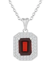 Macy's Rhodolite Garnet (2 Ct. T.w.) & White Topaz (1/2 Ct. T.w.) Octagon Halo 18" Pendant Necklace In Ster In Garnet
