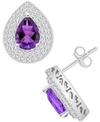 Macy's Rhodolite Garnet (2-1/5 Ct. T.w.) & White Topaz (7/8 Ct. T.w.) Pear Stud Earrings In Sterling Silver In Amethyst