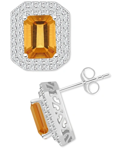 Macy's Rhodolite Garnet (3-7/8 Ct. T.w.) & White Topaz (7/8 Ct. T.w.) Stud Earrings In Sterling Silver (als In Citrine