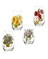 PORTMEIRION BOTANIC GARDEN SET/4 STEMLESS WINE GLASSES