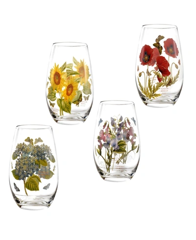 PORTMEIRION BOTANIC GARDEN SET/4 STEMLESS WINE GLASSES