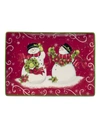 Certified International Holiday Magic Snowman Rectangular Platter, 14" X 10" In Red/green/white