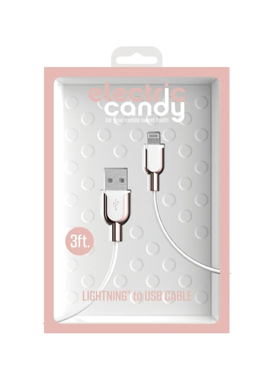 Tzumi Electric Candy Lightning Usb Charging Cable In Rose Gold/ White