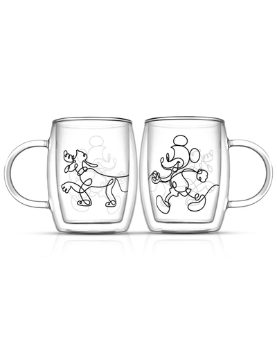 Joyjolt Disney Mickey And Pluto Espresso Mugs Set, 2 Piece In Clear