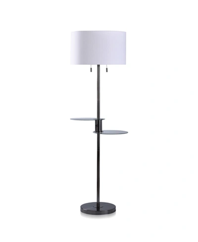 Stylecraft 2 Tier Convenient Swivel Glass Tables Floor Lamp In White