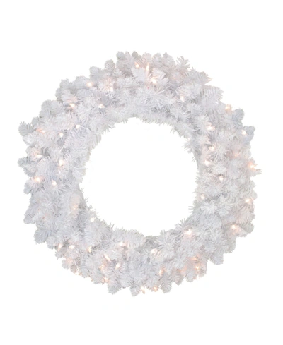Northlight Pre-lit Flocked Snow White Artificial Christmas Wreath - 24-inch Clear Lights