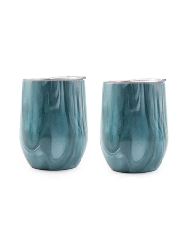 Cambridge Thirstystone By  12 oz Decal Wine Tumbler Set, 2 Pieces In Green Geode