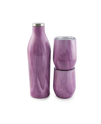 Cambridge Thirstystone By  Insulated 25 oz Wine Growler And 12 oz Wine Tumbler Set, 3 Pieces In Pink Geode