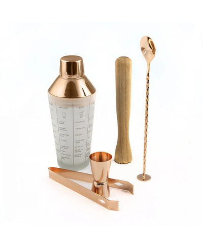 Cambridge Thirstystone By  Recipe Shaker And Tools Mixology Set, 5 Pieces In Copper