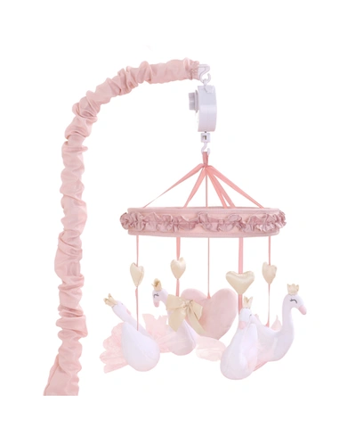 The Peanutshell Grace Pink Swan And Hearts Musical Mobile Bedding