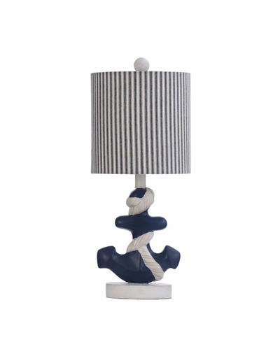 Stylecraft Montauk Molded Nautical Anchor Table Lamp In Navy- Blue