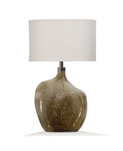 Stylecraft Amber Art Glass Base Table Lamp In Off White