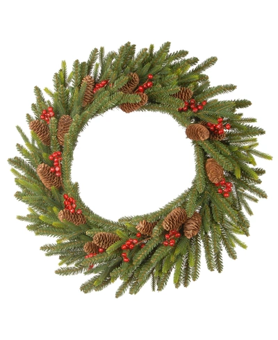 National Tree Company 24in. Dorchester Fir Wreath With Battery Operated Led Lights In Green