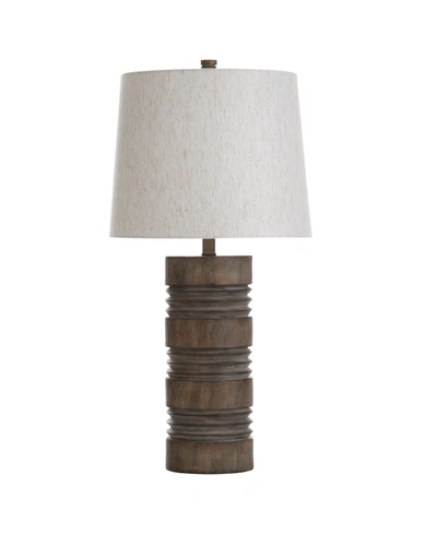 Stylecraft Tipton Farmhouse Roanoke Ribbed Column Molded Table Lamp In Oatmeal