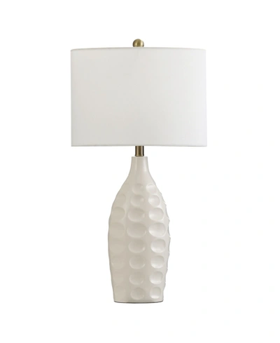 Stylecraft Large Round Transitional Dimpled Molded Table Lamp In Off White