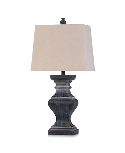 Stylecraft Square Candlestick Molded Table Lamp In Tan