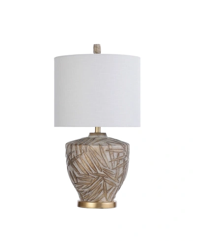 Stylecraft Lalita Palm Leaf Print Table Lamp In White