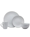 Elama Medici Pearl 16 Piece Dinnerware Set, White In White