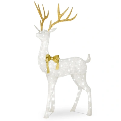 National Tree Company 75" Pre-lit Crystal White Standing Buck