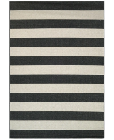 Couristan Afuera Yacht Club 5'3" X 7'6" Indoor/outdoor Area Rug In Onyx-ivory