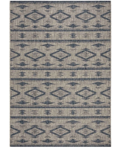 Safavieh Courtyard Cy8863 Gray And Navy 5'3" X 7'7" Outdoor Area Rug