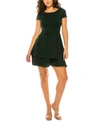 B Darlin Juniors Womens Stretch Polyester Fit & Flare Dress In Hunter