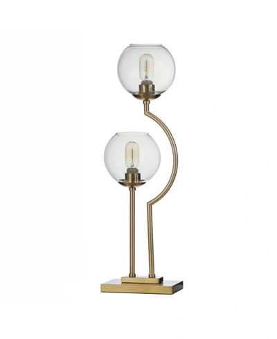 Stylecraft 2 Steel Brass Poles With Clear Glass Globe Desk Lamp