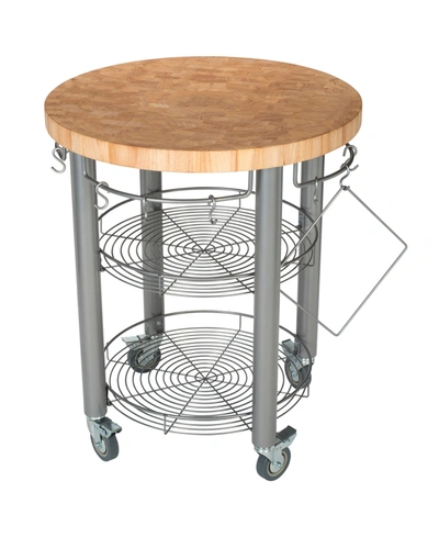Chris & Chris 30" Round Kitchen Cart In Natural