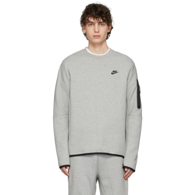 Nike Logo Embroidered Sweatshirt In Dark Grey Heather/black
