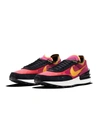 Nike Waffle One Suede And Leather-trimmed Mesh Sneakers In Active Fuchsia/gold-tone