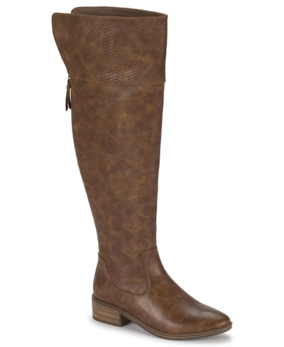 Baretraps Madelyn Wide-calf Womens Faux Leather Comfort Knee-high Boots In Acorn