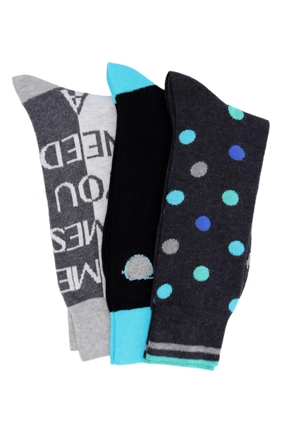 Lorenzo Uomo 3-pack Cotton Crew Socks In Black