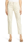Ag The Ex-boyfriend Crop Slim Jeans In Ecru Dunes