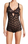 Honeydew Peek-a-dew Mia Lace Teddy In Black