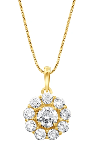 Badgley Mischka 14k Gold Lab-grown Round Diamond Cluster Necklace In Yellow