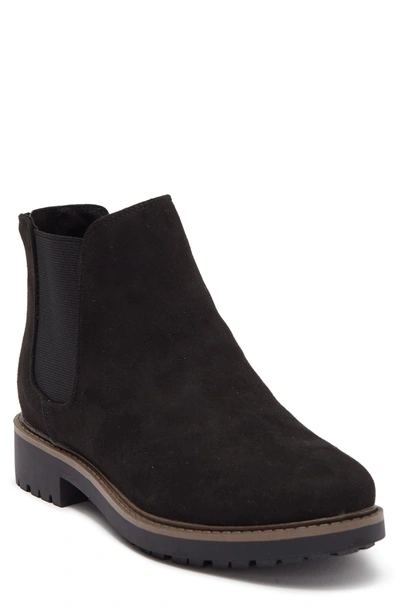 Esprit Sam Lug Sole Chelsea Boot In Black Faux Suede
