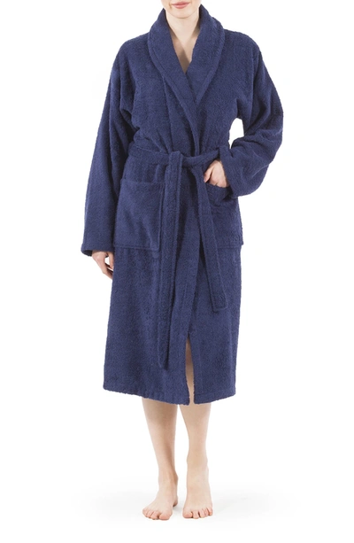 Linum Home Textiles Unisex Terry Cloth Bathrobe In Navy