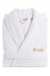 LINUM HOME TEXTILES LINUM HOME TEXTILES GOLD EMBROIDERED 'BRIDE' TERRY BATHROBE